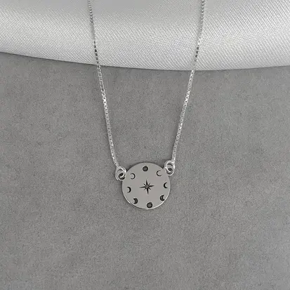 CHOKER REDONDA ESTRELA FASES DA LUA